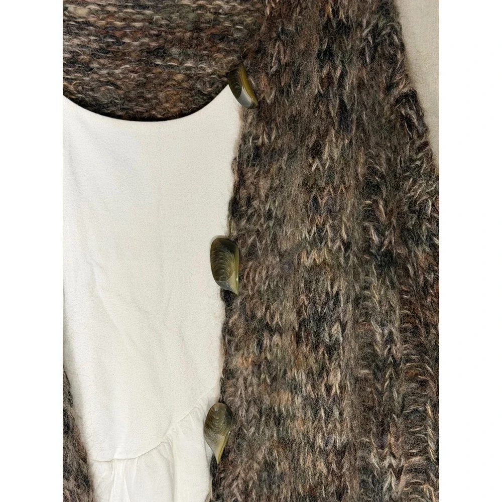 Chunky Knit Marled Wool Blend Cardigan Oversized Multicolored Women's Size XL+ - Picture 3 of 5